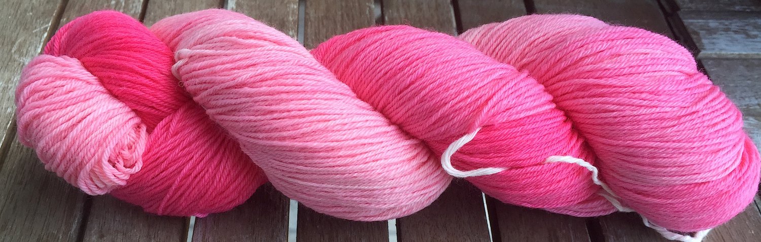 Hand Dyed Yarn - Candy Pink - Merino Wool, Fingering/Sock Yarn 100gr