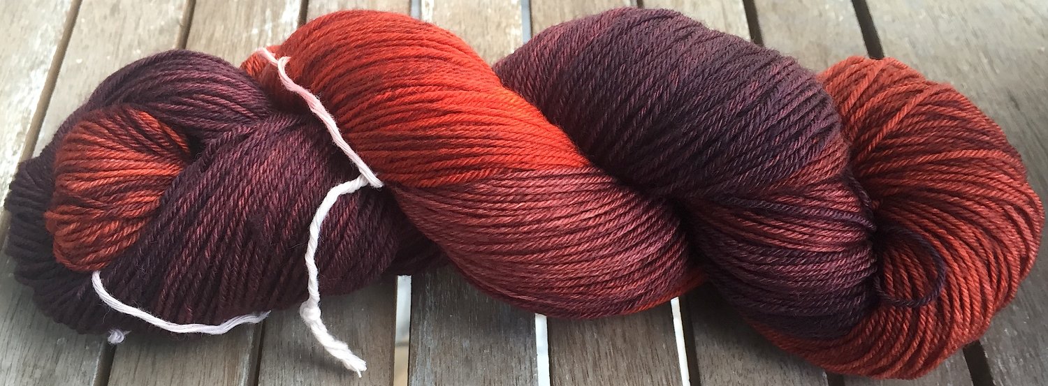 Hand Dyed Yarn -Fire Red - Merino Wool, Fingering Yarn 100gr