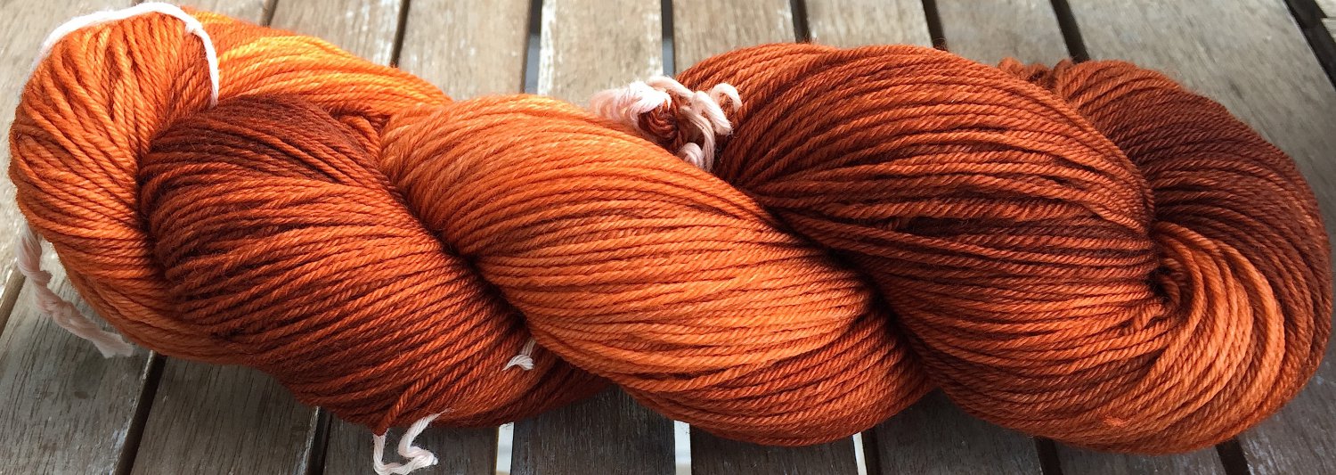 Hand Dyed Yarn -Bronze Brown Orange - Merino Wool, Fingering Yarn 100gr
