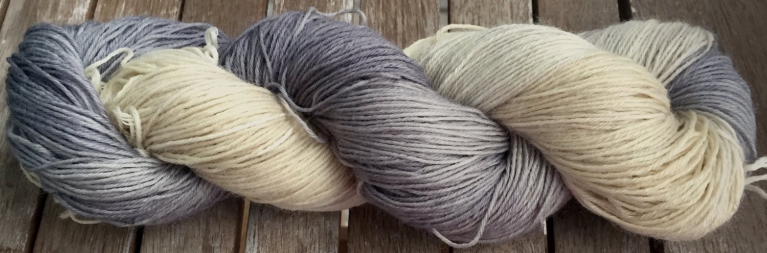 Hand Dyed Yarn - Ecru & Grey #2 - Merino Wool,  Fingering Yarn 100gr