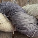 Hand Dyed Yarn - Ecru & Grey #2 - Merino Wool,  Fingering Yarn 100gr