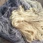 Hand Dyed Yarn - Ecru & Grey #2 - Merino Wool, Fingering Yarn 100gr