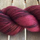 Hand Dyed Yarn - Burgundy Black OOAK-Merino Wool, Fingering Yarn 100gr