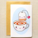 Afternoon Tea Time 4"x6'' Inch Greeting Card -Tea Party Invitation Notecard Stationery