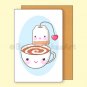 Afternoon Tea Time 4"x6'' Inch Greeting Card -Tea Party Invitation Notecard Stationery