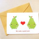 We Make a Great Pear 4x6" Greeting Card - Cute Fruits Valentine's Day Card, I Love You Card