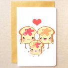 Kawaii Toast Family 4x6'' Greeting Card - Congratulations Card, New Baby Card, Cute Invitations