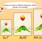 Baby Alligator with Red Balloon Illustration Print- Cute Animal Art, Children's Nursery Room Art