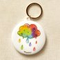 Cute Rainbow Cloud Round Pocket Mirror: 2.25" Mirror Keyring Accessory