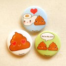 Cute Toilet Paper and Poop 1.75" Pinback Button Set of 3, Funny Toilet Humor Pin Badges