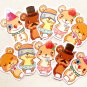 Cute Bear Sticker Pack of 10: Kawaii Illustrated Teddy Bear Stickers, Planner Stickers