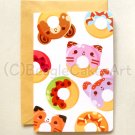 Kawaii Colorful Donuts 4x6'' Greeting Card - Kawaii Colorful Animal Doughnuts Birthday Card