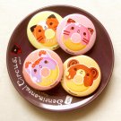 Donut Pinback Buttons, 1.75" Pins, Woodland Pins, Stocking Stuffers, Animal Brooch, Cat Pin