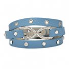 7-7.5 Blue Leather Infinity Wrap Bracelet