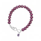 Raspberry Freshwater Cultured Pearl Infinity Bracelet
