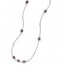 Red CZ Rhodium Plated Necklace