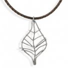Leather Necklace w/Leaf Pendant