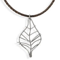 Leather Necklace w/Leaf Pendant