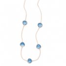 Rose 14 Karat Gold Plated Necklace with Blue Glass