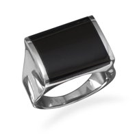 Black Onyx/Stainless Steel Ring