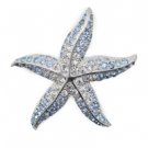Blue & Clear Swarovski Starfish Pin