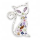 Multi Color Swarovski Kitty Fashion Pin