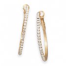 Gold tone Crystal Hoops