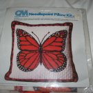 Vintage Margot Johnson Needlepoint Embroidery MONARCH BUTTERFLY Pillow 2459 NOS