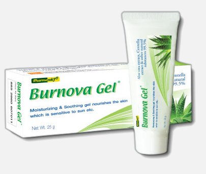 Burnova gel plus 25g Aloe Vera Healing Gel Burns Scars,Acne Sunburn Scald Tube