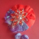 Handmade Fabric Flower Hair Clip w/ earrings