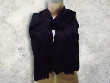 Self Print, Black Pure Wool Semi Pashmina - soft, beautiful, patterned, light weight, black colour