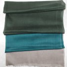 Pure Wool, Tri Color Pashmina, stole, warm, light, shawl, green wrap, blue wrap, winter accessory