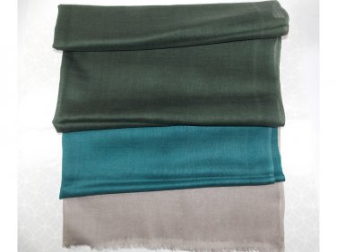 Pure Wool, Tri Color Pashmina, stole, warm, light, shawl, green wrap, blue wrap, winter accessory