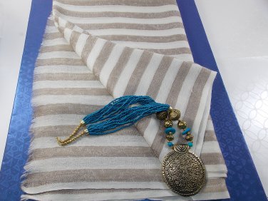 Pure Wool Stripes Stole with Jacquard print, light weight, stole, warm, shawl