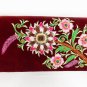 Silk thread embroidery, maroon velvet handbag,