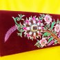 Silk thread embroidery, maroon velvet handbag,