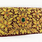 Embroidery with golden metallic thread, hanging handbag,