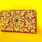 Embroidery with golden metallic thread, hanging handbag,
