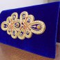 Handbag with simple design on blue velvet fabric/online bags