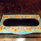 EXCLUSIVE tissue box, papier mache, hand printed