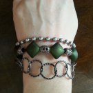 Silver and Green Tribal Bracelet,