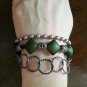 Silver and Green Tribal Bracelet,