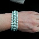 Sea green pearl triple strand bracelet