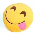 Savouring Delicious Food Face Emoji Cushion Pillow - Smiley Tongue Goofy Smile Silly