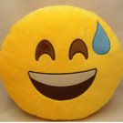 Smiling Face With Open Mouth And Cold Happy Exercise Sweat Emoji Cushion Pillow