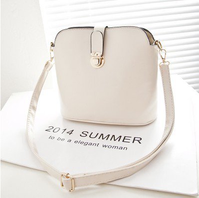 Candy Colored Side Sling Bucket Clamshell Bag - White