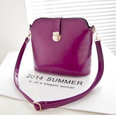 Candy Colored Side Sling Bucket Clamshell Bag - Purple