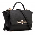 Single Side Sling Wings Embossed Swing Hand Bag - Black