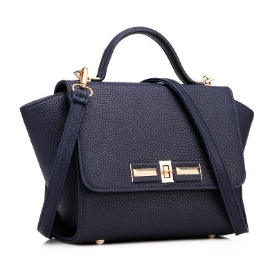 Single Side Sling Wings Embossed Swing Hand Bag - Navy Blue