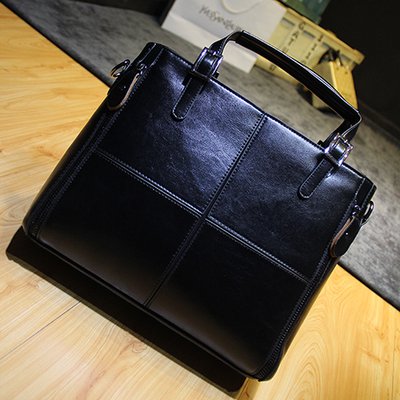 Contrast Stitching Side Sling Motorcycle Hand bag - Cross Pattern Black